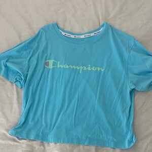 Champion Aqua Blue Tee with Logo